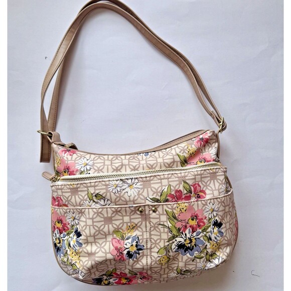 Time and Tru Handbags - Time and Tru hobo shoulder bag Purse Floral Print Beige Tan Sustainable
